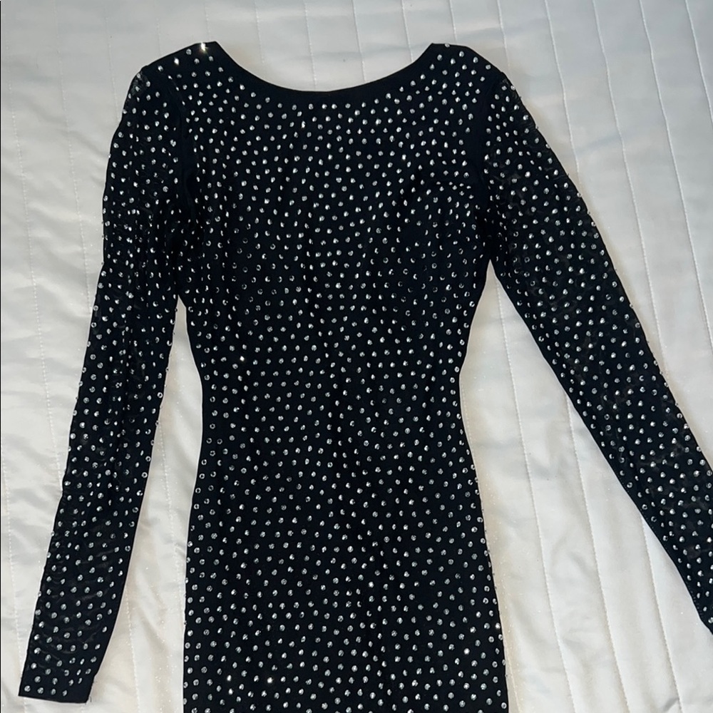Elegant Black and Silver Polka Dot Dress